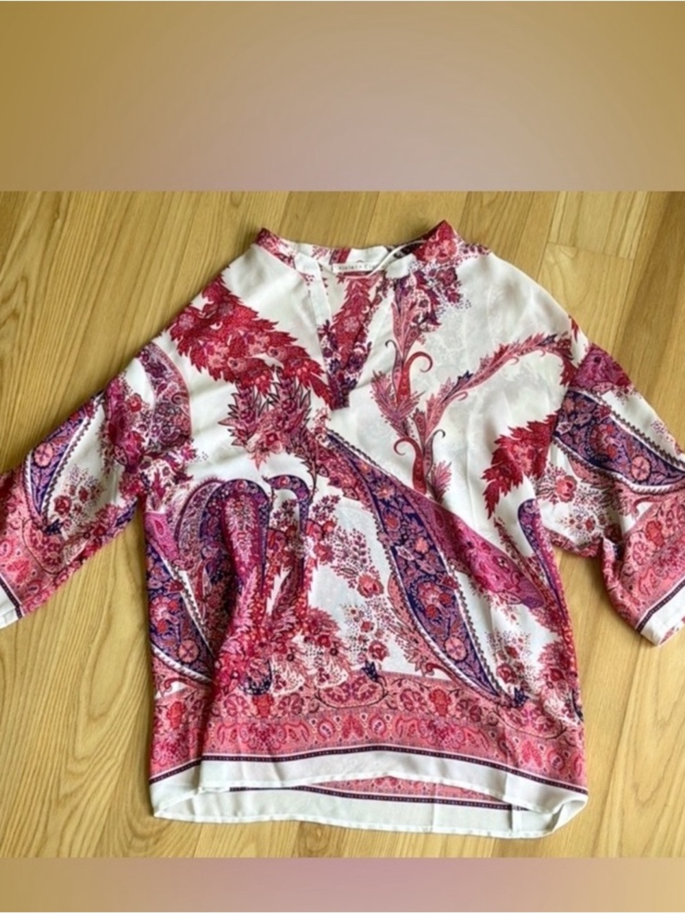 Women's Paisley Print Blouse Sweater - Pink Multi